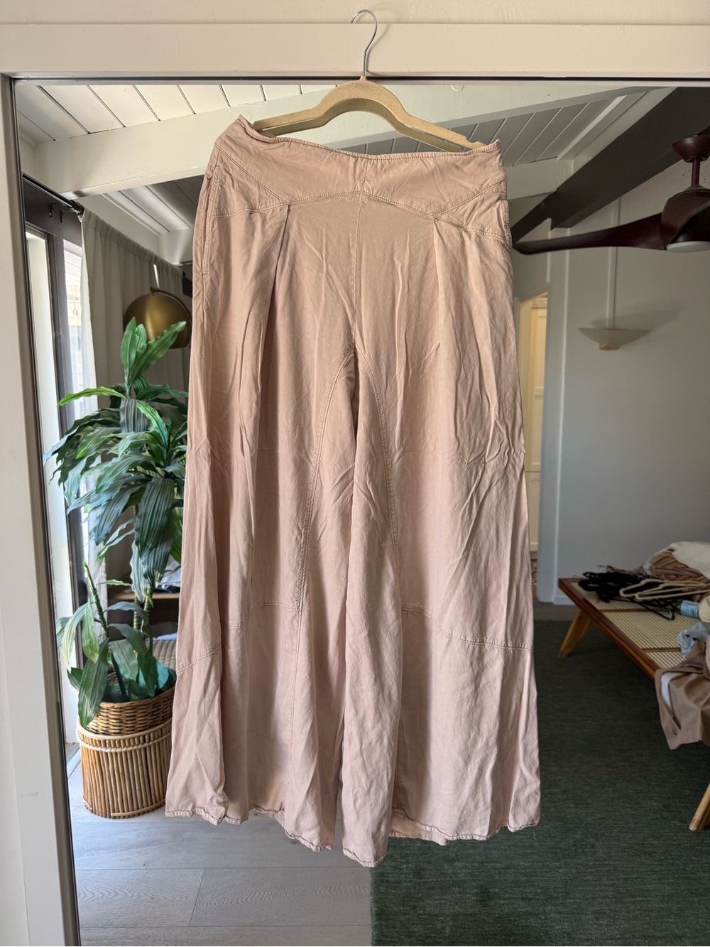 Women's Wide-Leg high waist pants - Blush Pink